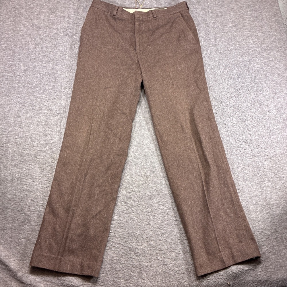 Vintage Wool Pleated Wide Leg Flowing Dress Pants Mens 34x30 Brown 70s Talon Zip